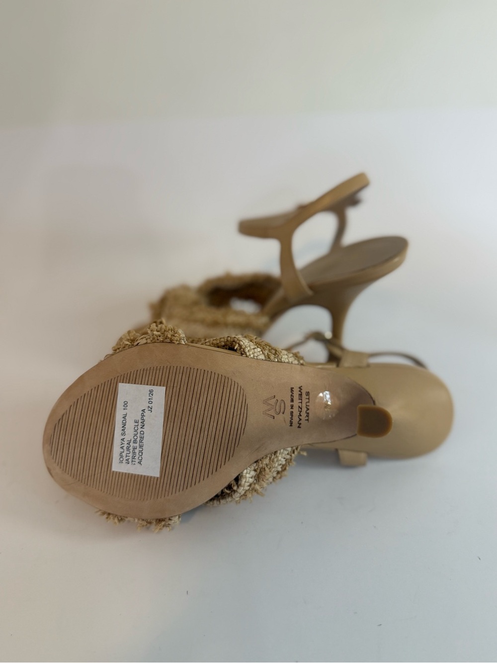 Stuart Weitzman Tan Braided-Strap Slingback Heels